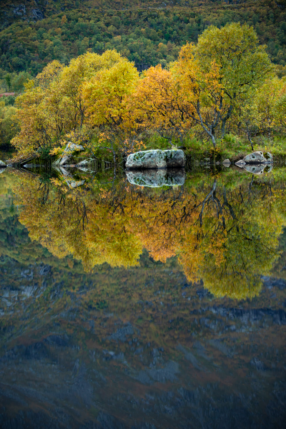 Autumn Mirror lake in Norway